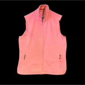 LAND’S END FLEECE VEST | Medium | pink with gray accents